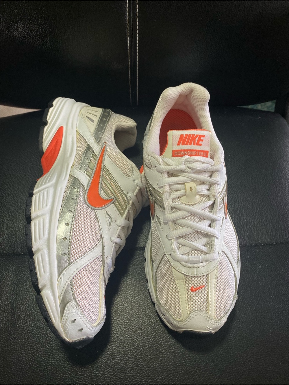 Nike Women’s White & Orange Running Sneakers with Silver Accents Size 8.5